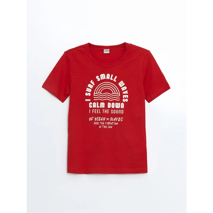 LCW Kids Kırmızı Bisiklet Yaka Erkek Çocuk Tişört
