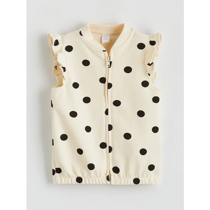 LCW Kids Ekru Kolej Yaka Puantiyeli Kız Çocuk Yelek