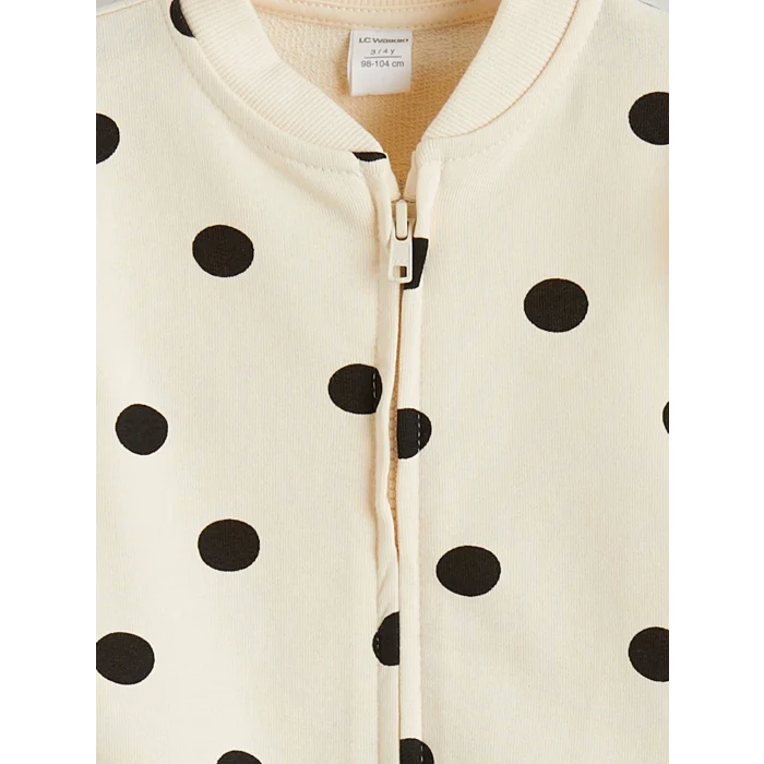 LCW Kids Ekru Kolej Yaka Puantiyeli Kız Çocuk Yelek