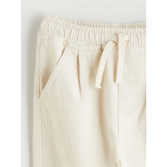 LCW Kids Bej Beli Lastikli Keten Karışımlı Erkek Çocuk Pantolon
