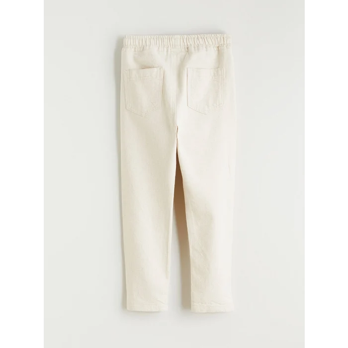 LCW Kids Bej Beli Lastikli Keten Karışımlı Erkek Çocuk Pantolon
