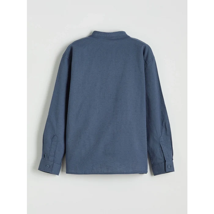 LCW Kids İndigo Hakim Yaka Keten Karışımlı Erkek Çocuk Gömlek