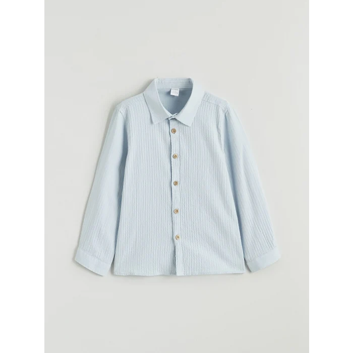 LCW Kids Mavi Dokulu Erkek Çocuk Gömlek