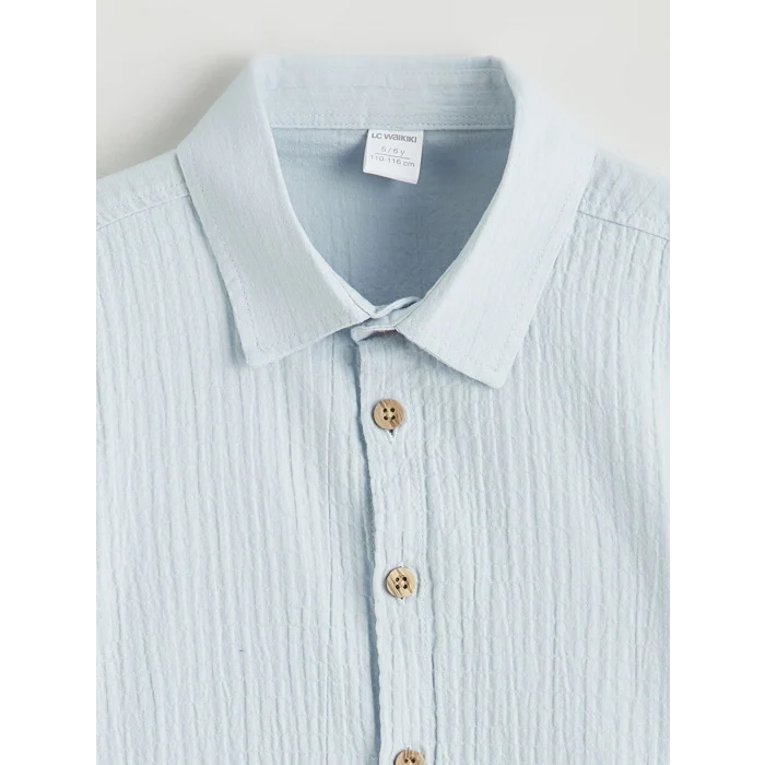 LCW Kids Mavi Dokulu Erkek Çocuk Gömlek