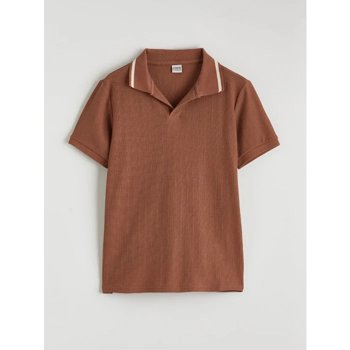LCW Kids Kahverengi Polo Yaka Erkek Çocuk Tişört