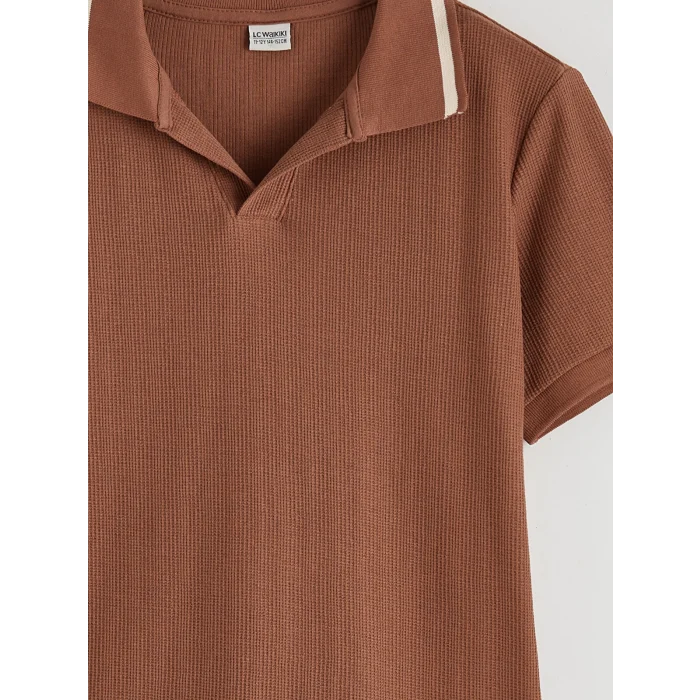 LCW Kids Kahverengi Polo Yaka Erkek Çocuk Tişört
