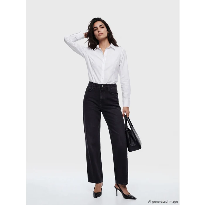 LCW Jeans Siyah Straight Fit Kadın Jean Pantolon