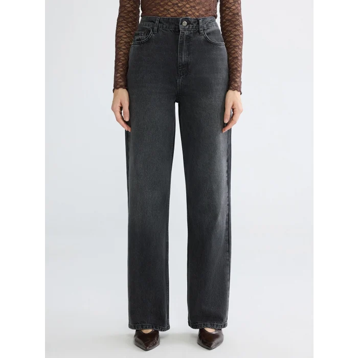 LCW Jeans Siyah Straight Fit Kadın Jean Pantolon