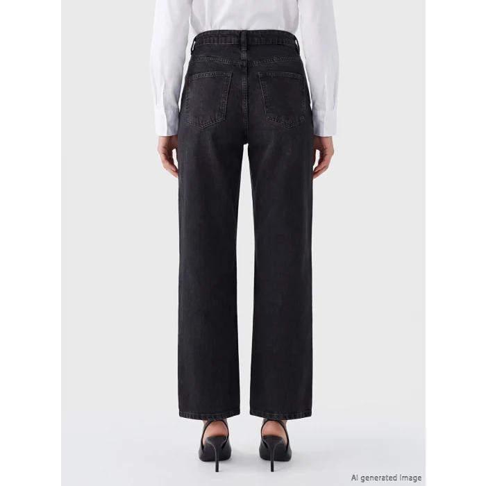 LCW Jeans Siyah Straight Fit Kadın Jean Pantolon