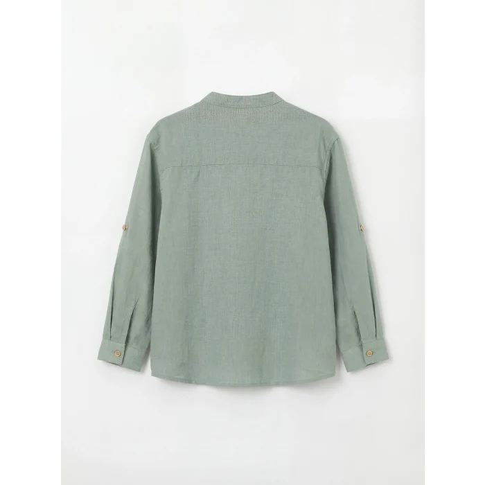 LCW Kids Yeşil Hakim Yaka Uzun Kollu Erkek Çocuk Gömlek