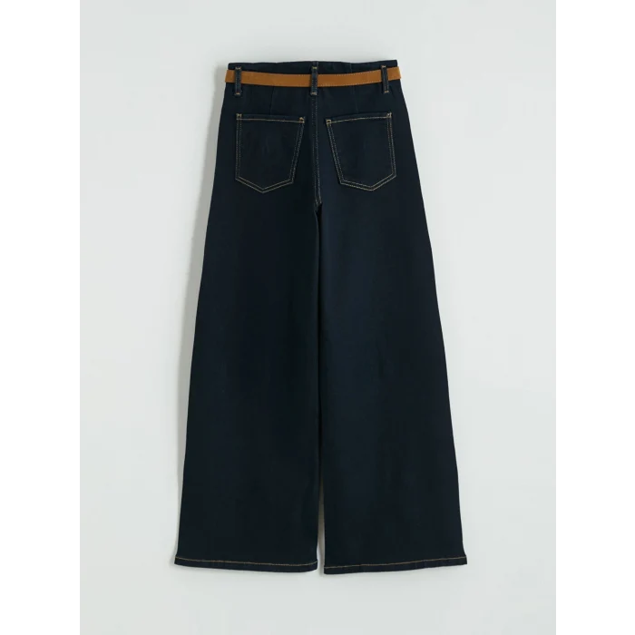 LCW Jeans İndigo Beli Kemerli Wideleg Kadın Jean Pantolon