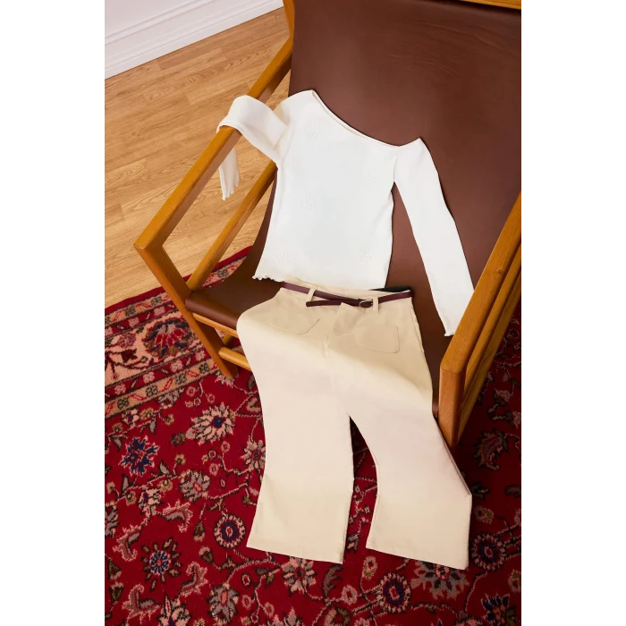 Defacto G7047A8BG359 Bej Wıde Leg Pantolon Kız Çocuk