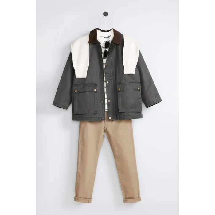 Defacto G6736A8KH158 Haki Düz Paça Gabardin Pantolon Erkek Çocuk