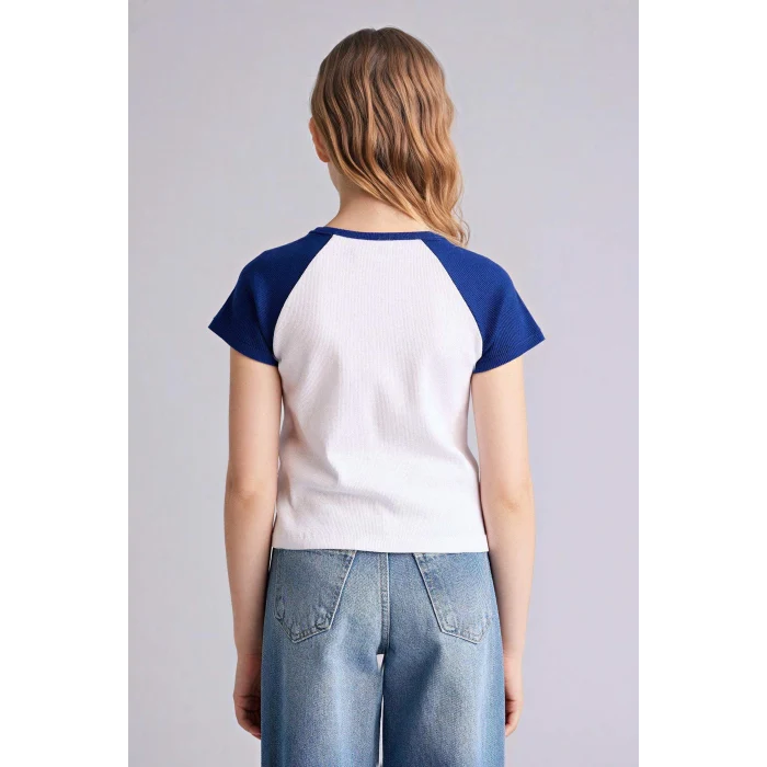 Defacto G8186A8WT34 Beyaz Hello Kıtty Fıtted Ribana Tişört Kız Çocuk