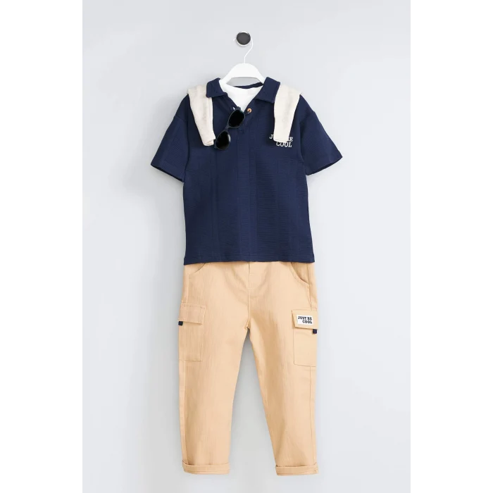 Defacto G7145A5NV135 Lacivert Gabardin 2li Takım Erkek Bebek