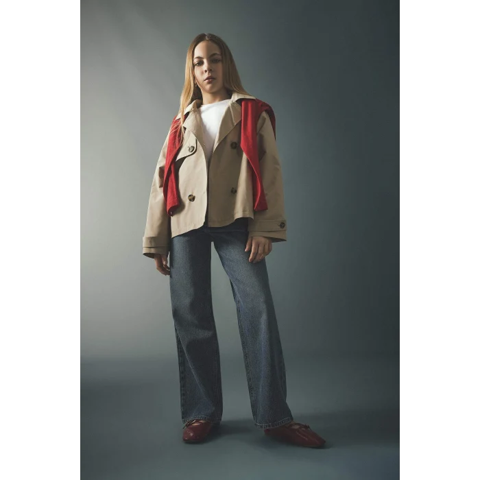 Defacto G4654A8NM28 Mavi Straıght Wıde Geniş Paça Jean Pantolon Kız Çocuk