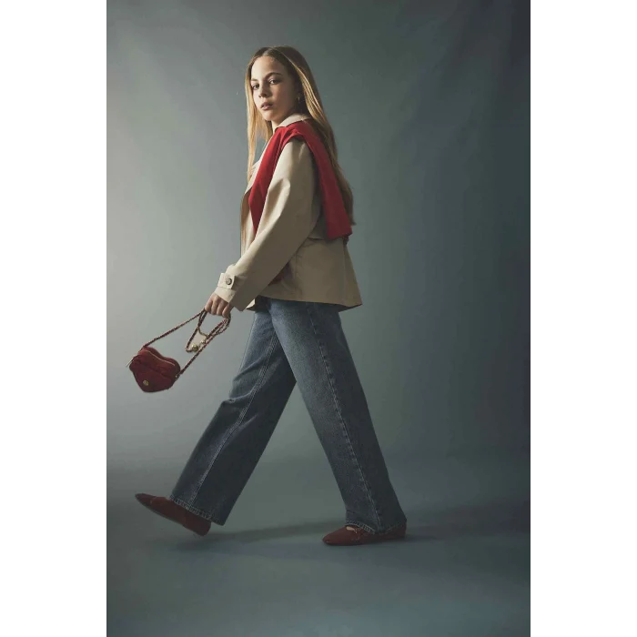 Defacto G4654A8NM28 Mavi Straıght Wıde Geniş Paça Jean Pantolon Kız Çocuk