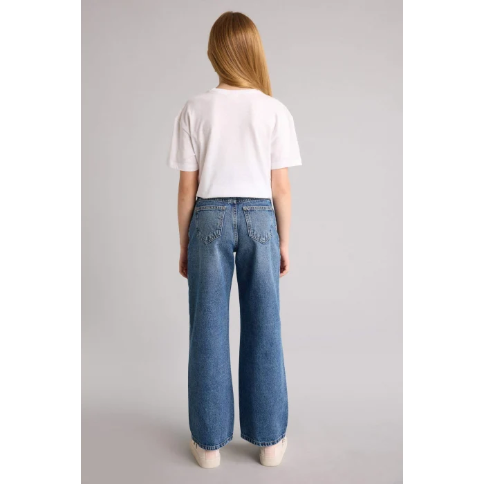 Defacto G4654A8NM28 Mavi Straıght Wıde Geniş Paça Jean Pantolon Kız Çocuk