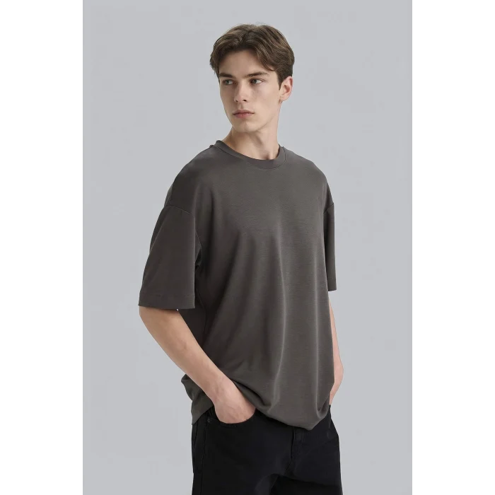 Defacto F9561AXAR212 Antrasit Premium Boxy Fit Tişört