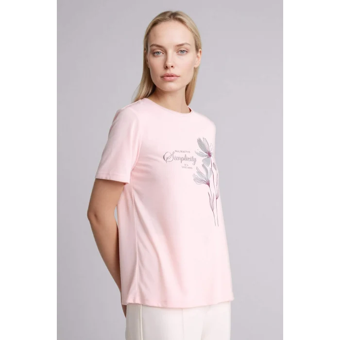 Defacto H1461AXPN127 Pembe Relax Fıt Bisiklet Yaka Çiçekli Kısa Kollu Tişört