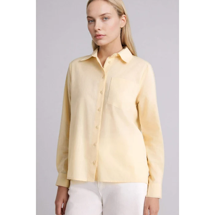 Defacto W7734AZBG366 Bej %100 Pamuk Basıc Gömlek