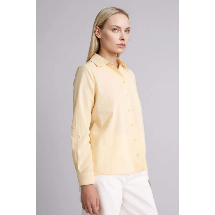 Defacto W7734AZBG366 Bej %100 Pamuk Basıc Gömlek