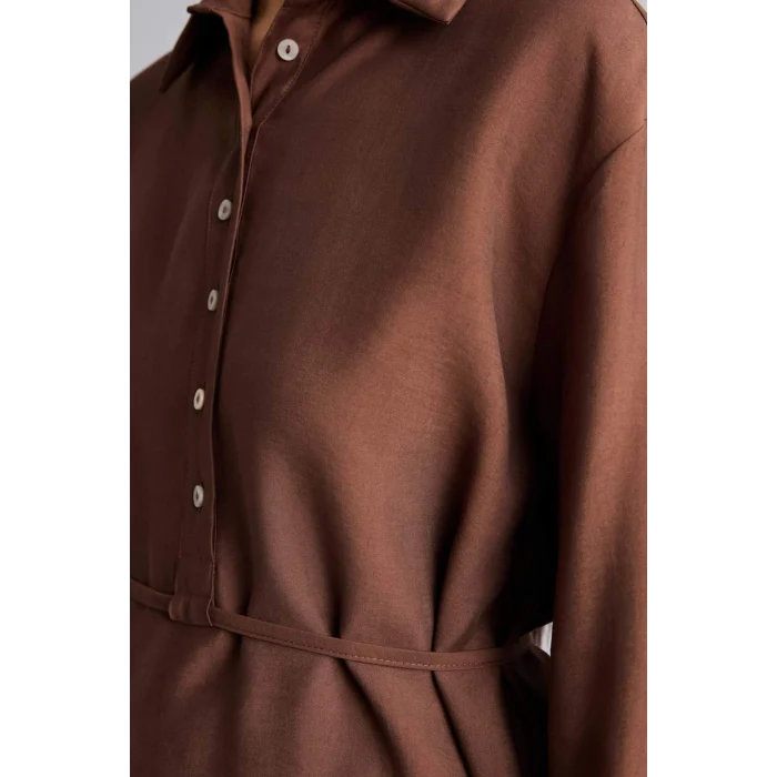 Defacto G7263AXBN323 Kahve Regular Fıt Modal Uzun Kollu Tunik