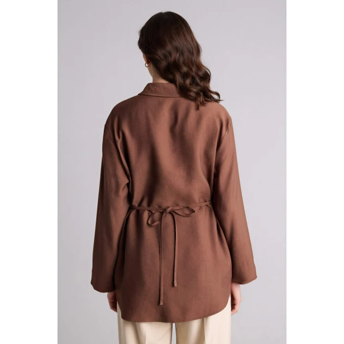 Defacto G7263AXBN323 Kahve Regular Fıt Modal Uzun Kollu Tunik