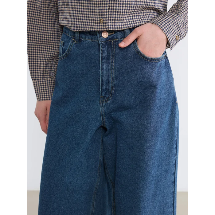 LCW Modest İndigo Baggy Fit Kadın Jean Pantolon