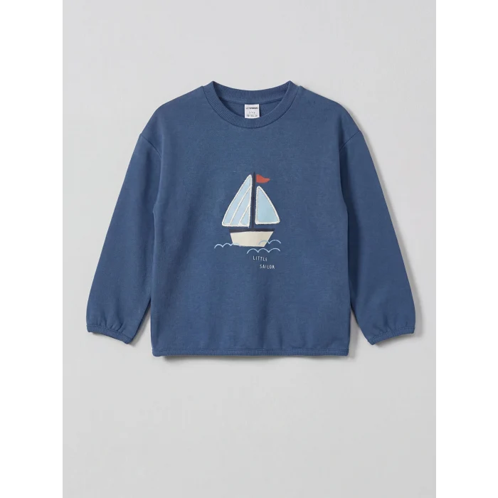 LCW baby Lacivert  Baskılı Erkek Bebek Sweatshirt ve Pantolon Takım