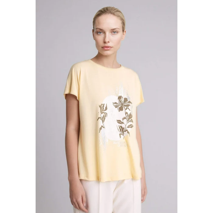 Defacto H1454AXBG366 Bej Bisiklet Yaka Baskılı Kısa Kollu Tişört