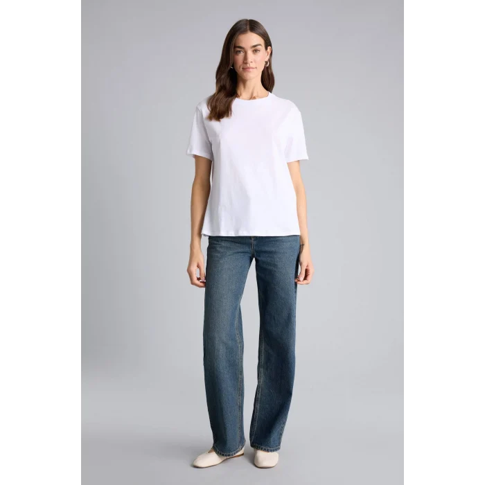 Defacto W9584AZWT36 Beyaz Basıc Penye Tişört