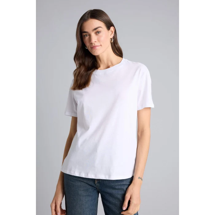 Defacto W9584AZWT36 Beyaz Basıc Penye Tişört