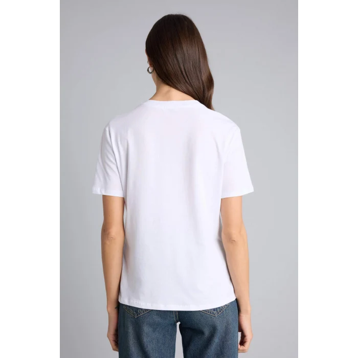 Defacto W9584AZWT36 Beyaz Basıc Penye Tişört
