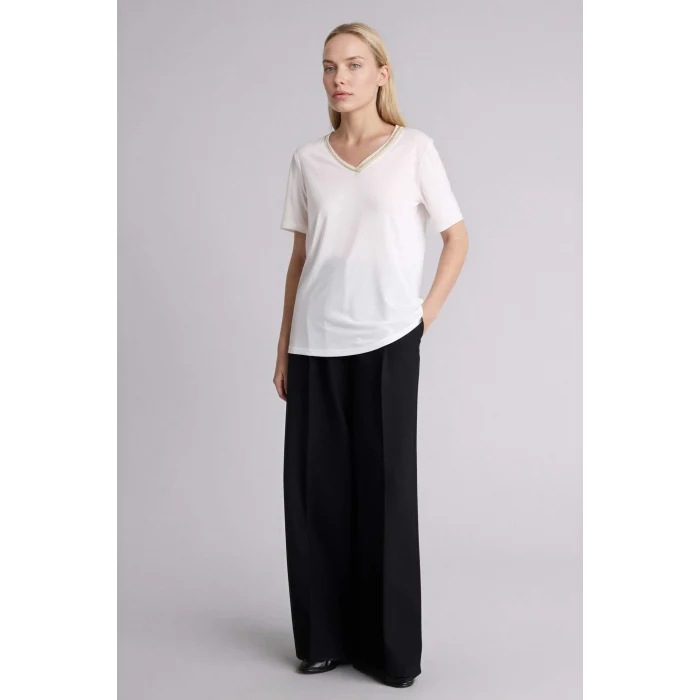 Defacto F2770AXER105 Ekru Regular Fıt V Yaka Kısa Kollu Tişört