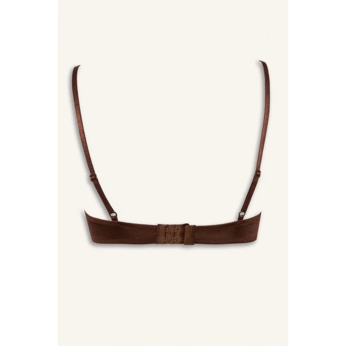 Defacto F9387AXBN341 Kahve Dantel Detaylı Saten Kapsız Pedsiz Balensiz Bralet