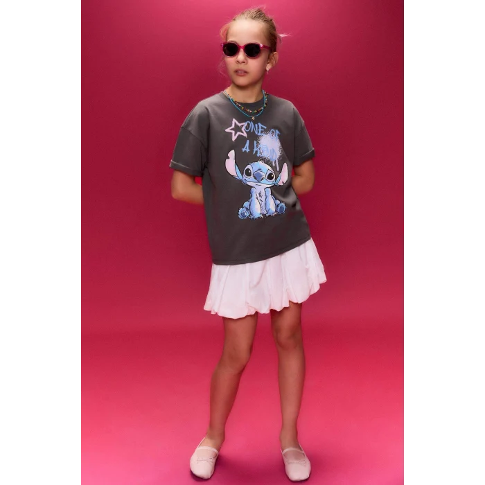 Defacto H0724A8AR58 Antrasit Dısney Lılo & Stıtch Tişört Kız Çocuk