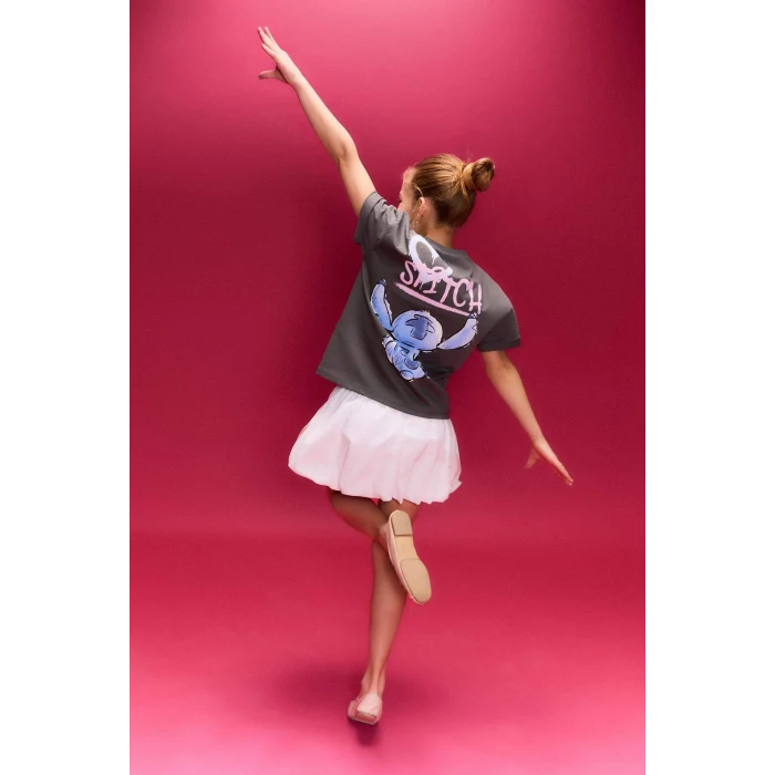 Defacto H0724A8AR58 Antrasit Dısney Lılo & Stıtch Tişört Kız Çocuk