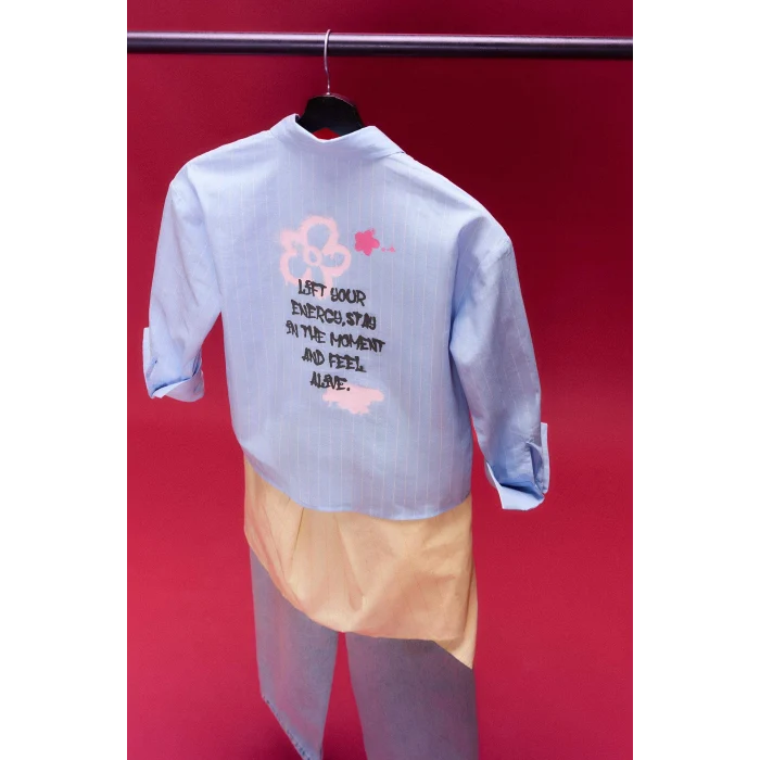 Defacto H0578A8BE216 Mavi Poplin Gömlek Kız Çocuk