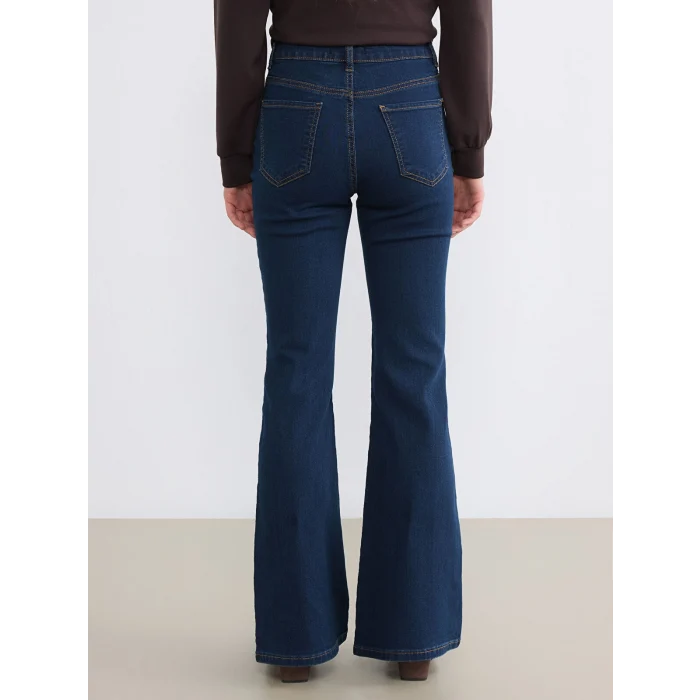 LCW Modest İndigo Yüksek Bel Flare Kadın Jean Pantolon