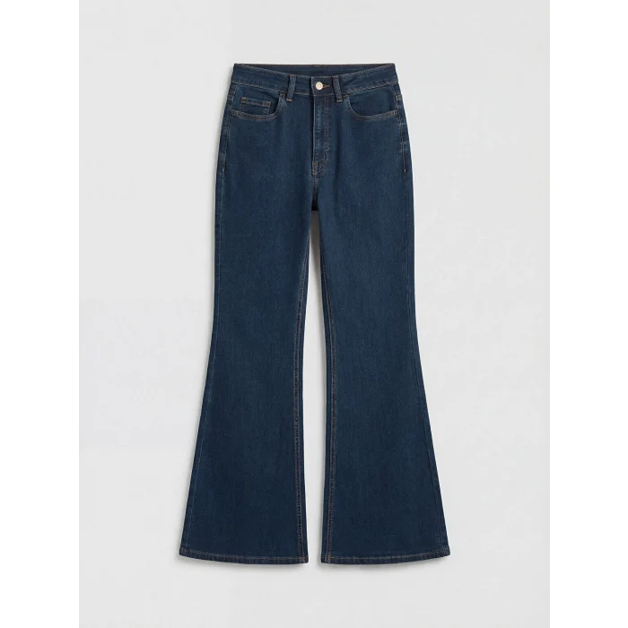 LCW Modest İndigo Yüksek Bel Flare Kadın Jean Pantolon
