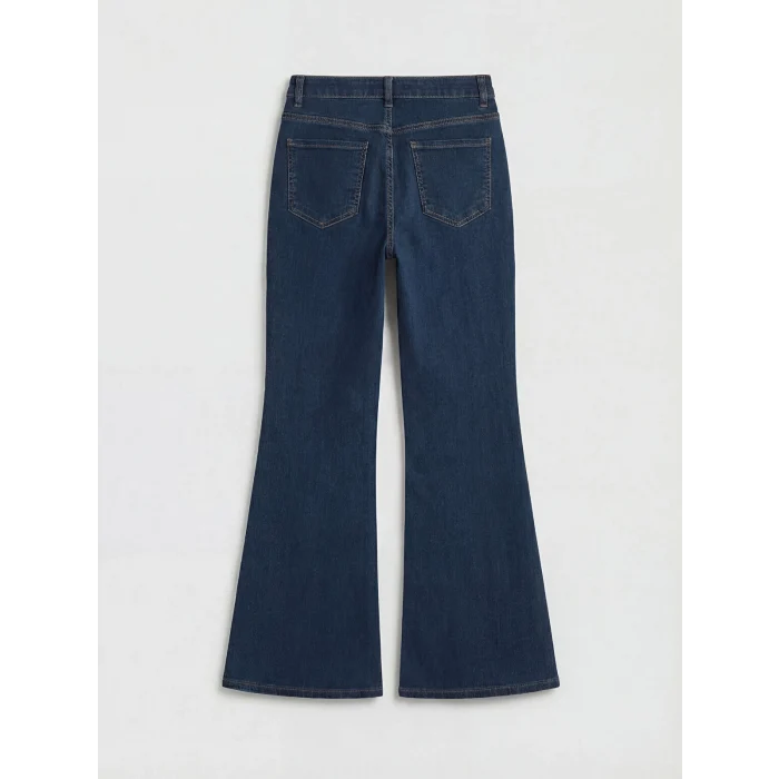 LCW Modest İndigo Yüksek Bel Flare Kadın Jean Pantolon