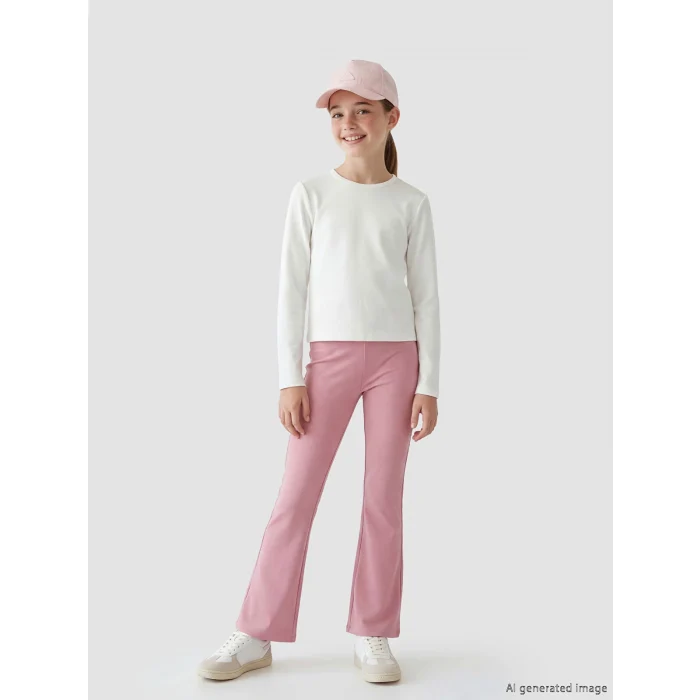 LCW Kids Pembe Beli Lastikli İspanyol Paça Kız Çocuk Tayt