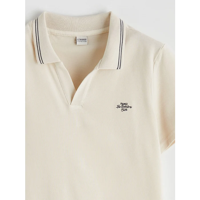 LCW Kids Bej Nakışlı Polo Yaka Erkek Çocuk Takım