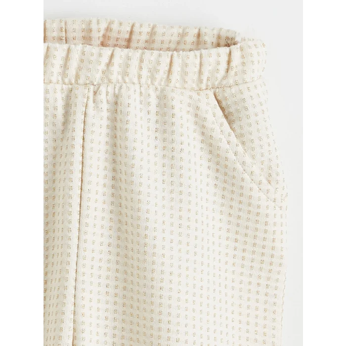 LCW baby Bej Çiçek Aplikeli Fırfırlı Kız Bebek Bluz ve Tayt