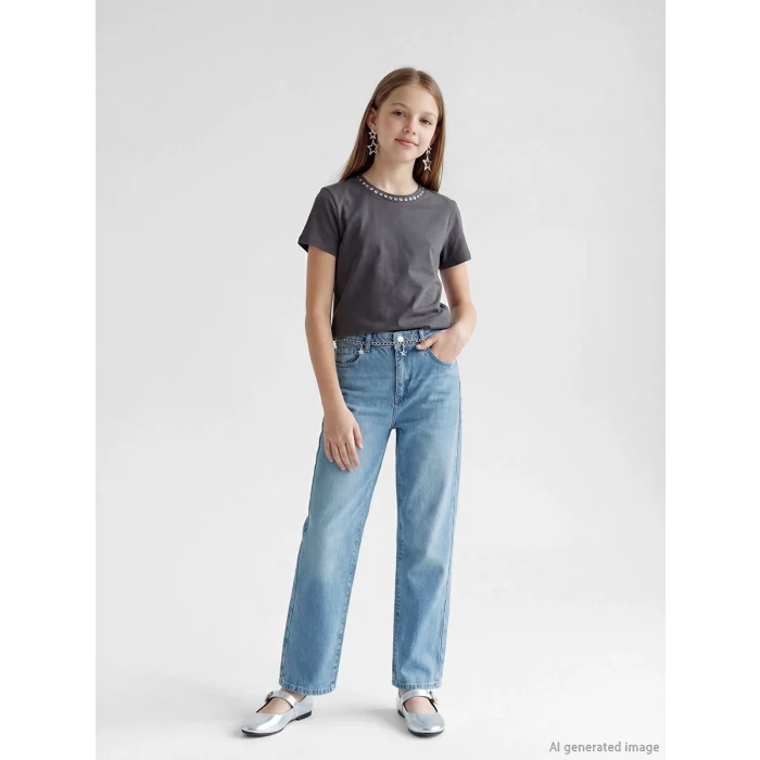 LCW Kids İndigo Straight Fit Kız Çocuk Jean Pantolon
