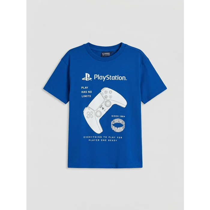 LCW Kids Mavi PlayStation Baskılı Erkek Çocuk Tişört