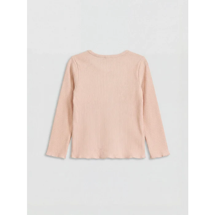 LCW Kids Pembe Çiçek Aplikeli Fitilli Kız Çocuk Tişört