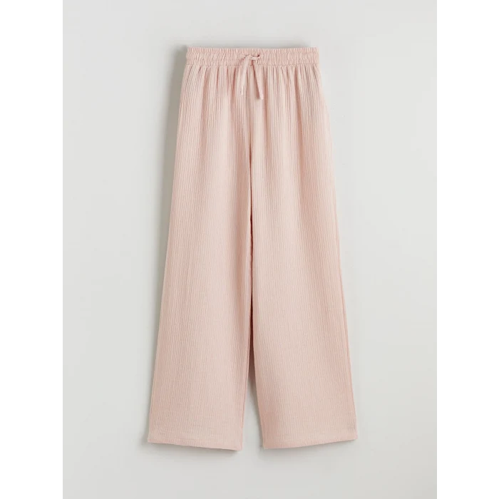 LCW Kids Pembe Beli Lastikli Kız Çocuk Müslin Pantolon