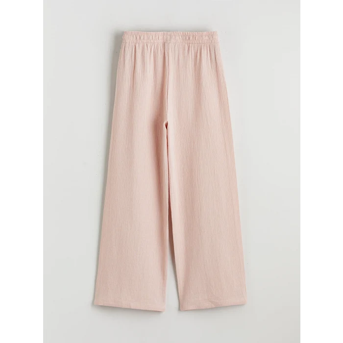 LCW Kids Pembe Beli Lastikli Kız Çocuk Müslin Pantolon